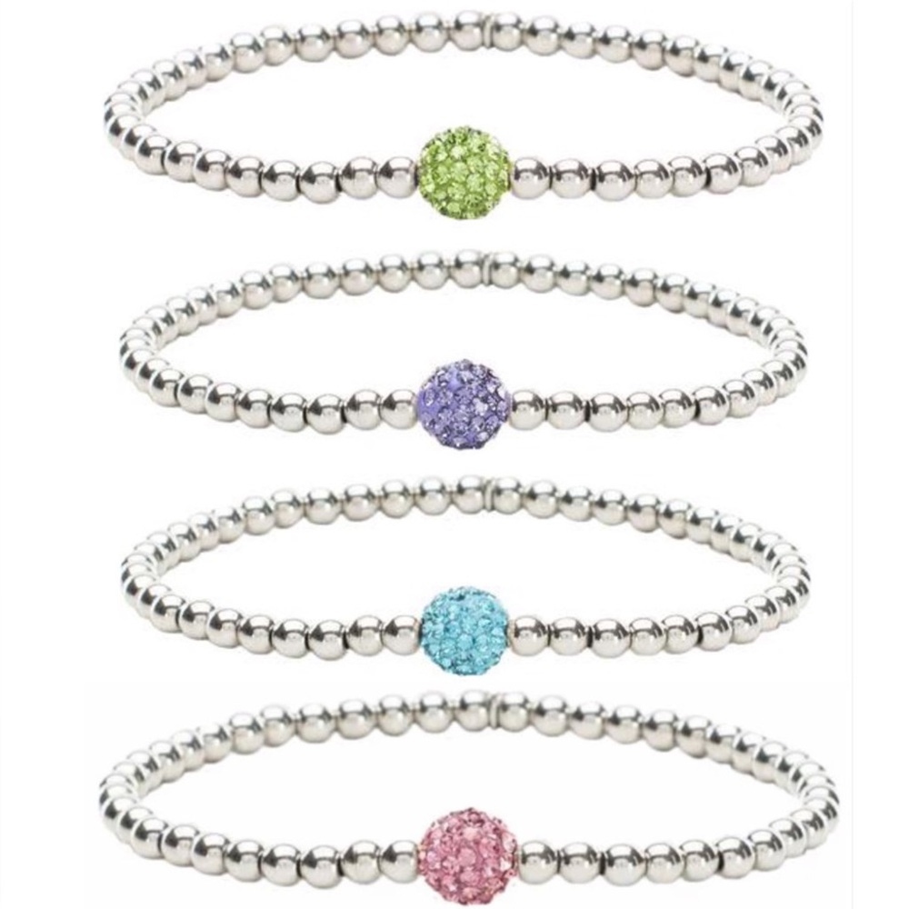 4 Hand Crafted Beaded Rhinestone Bracelets